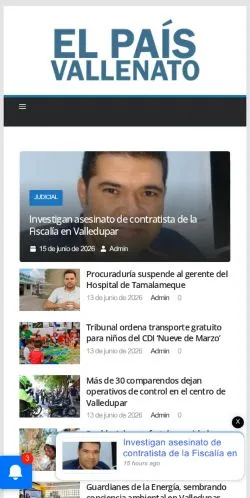Podgląd witryny El Pais Vallenato, medium z kraju Hiszpania do artykułów sponsorowanych