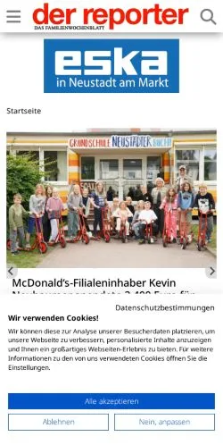 Anteprima del sito Der Reporter, media di Germania per articoli sponsorizzati