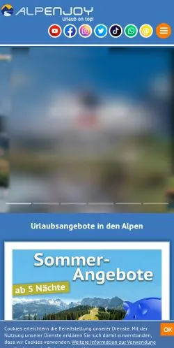 Pré-visualização do site Alpenjoy, meio de Alemanha para artigos patrocinados