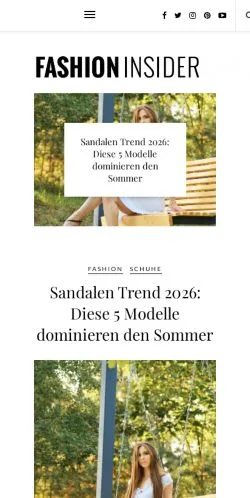Anteprima del sito Fashion Insider, media di Germania per articoli sponsorizzati