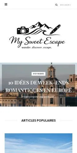 Podgląd witryny My Sweet Escape, medium z kraju Francja do artykułów sponsorowanych