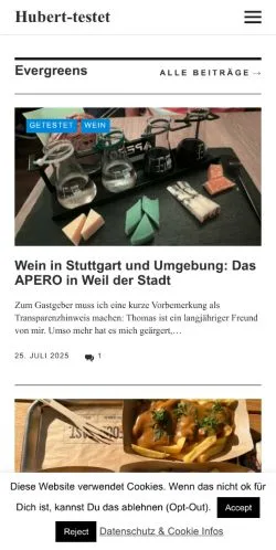Vista previa del sitio Hubert-Testet, medio de Alemania para artículos patrocinados
