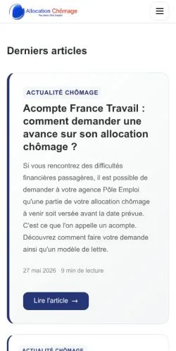 スポンサード記事向けのフランスメディア、Allocations Chômageのサイトプレビュー