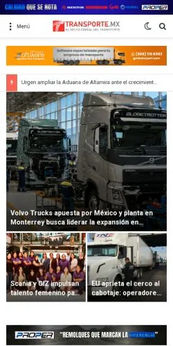 Podgląd witryny Transporte, medium z kraju Meksyk do artykułów sponsorowanych