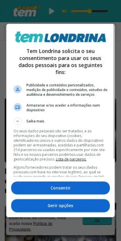 Anteprima del sito Tem Londrina, media di Brasile per articoli sponsorizzati