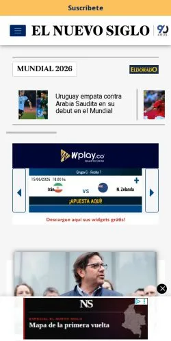 Podgląd witryny El Nuevo Siglo, medium z kraju Hiszpania do artykułów sponsorowanych