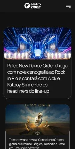 Anteprima del sito Eletro Vibez, media di Brasile per articoli sponsorizzati