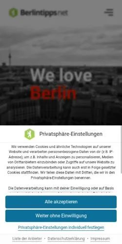 Podgląd witryny Berlintipps, medium z kraju Niemcy do artykułów sponsorowanych