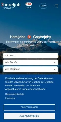 Anteprima del sito Hoteljob-Schweiz, media di Germania per articoli sponsorizzati