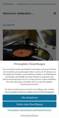 Podgląd witryny Hannover Entdecken, medium z kraju Niemcy do artykułów sponsorowanych