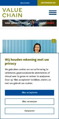 Forhåndsvisning av nettstedet Value Chain, medium fra Belgia for sponsede artikler