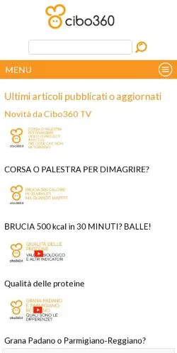 Aperçu du site Cibo 360, média de Italie pour articles sponsorisés
