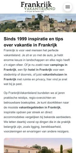 스폰서 기사용 네덜란드 매체 Vakantie Frankrijk 사이트 미리보기