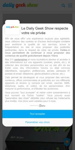 Vorschau der Website Daily Geek Show, Medium aus Frankreich für gesponserte Artikel