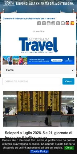 스폰서 기사용 이탈리아 매체 Travel Quotidiano 사이트 미리보기