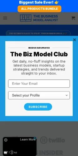 Sponsorlu makaleler için Amerika Birleşik Devletleri medyası The Business Model Analyst sitesinin önizlemesi