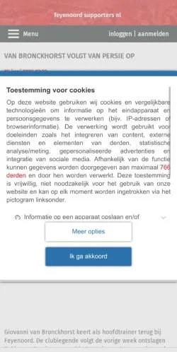 Anteprima del sito Feyenoord Supporters, media di Paesi Bassi per articoli sponsorizzati