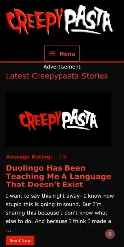 Anteprima del sito Creepypasta, media di Stati Uniti per articoli sponsorizzati
