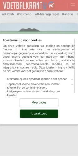 Forhåndsvisning af Voetbalkrant, medie fra Nederlandene til sponsorerede artikler