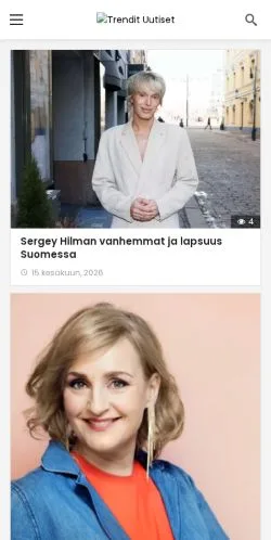Vista previa del sitio Trendit Uutiset, medio de Finlandia para artículos patrocinados