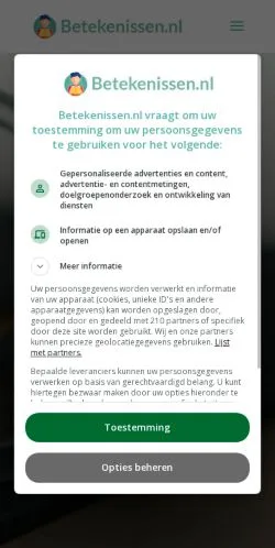Anteprima del sito Betekenissen, media di Paesi Bassi per articoli sponsorizzati
