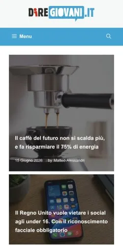 Anteprima del sito Diregiovani, media di Italia per articoli sponsorizzati