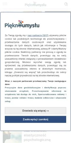 Voorbeeld van de site Piękno Umysłu, medium uit Polen voor gesponsorde artikelen