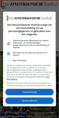Podgląd witryny Het Amsterdamsche Voetbal, medium z kraju Holandia do artykułów sponsorowanych