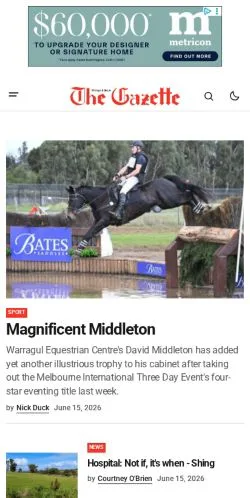 Podgląd witryny The Warragul & Drouin Gazette, medium z kraju Australia do artykułów sponsorowanych
