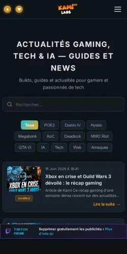 Anteprima del sito Kami Labs, media di Francia per articoli sponsorizzati