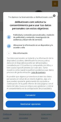 Vista previa del sitio Delikatissen, medio de España para artículos patrocinados