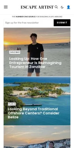 Aperçu du site Escape Artist, média de États-Unis pour articles sponsorisés