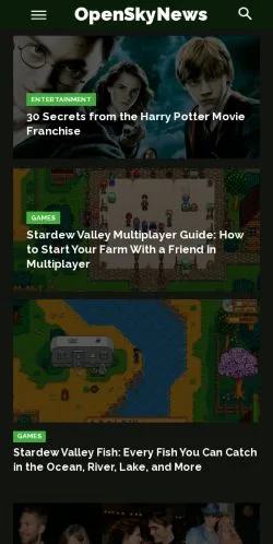 Pré-visualização do site OpenSkyNews, meio de Estados Unidos para artigos patrocinados