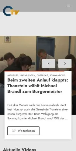Forhåndsvisning av nettstedet Oberpfalz TV, medium fra Tyskland for sponsede artikler