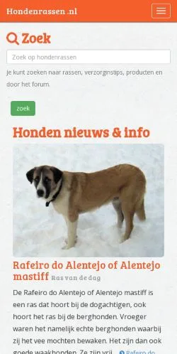 Anteprima del sito Hondenrassen Forum, media di Paesi Bassi per articoli sponsorizzati