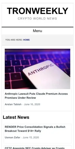 Forhåndsvisning av nettstedet TronWeekly, medium fra USA for sponsede artikler