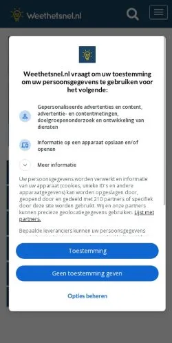 Anteprima del sito Weethetsnel, media di Paesi Bassi per articoli sponsorizzati
