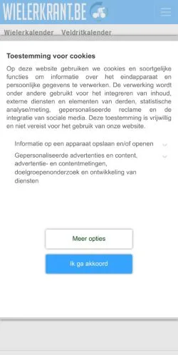 Anteprima del sito Wielerkrant, media di Belgio per articoli sponsorizzati