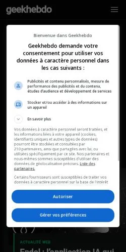 Voorbeeld van de site Geekhebdo, medium uit Frankrijk voor gesponsorde artikelen