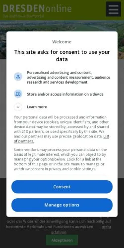Anteprima del sito Dresden Online, media di Germania per articoli sponsorizzati