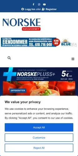 Anteprima del sito Det Norske Magasinet, media di Norvegia per articoli sponsorizzati