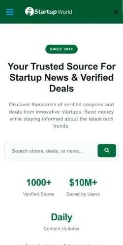 Forhåndsvisning av nettstedet Startupworld, medium fra USA for sponsede artikler