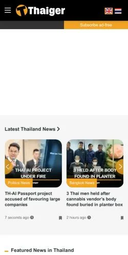 Voorbeeld van de site Thaiger, medium uit Verenigde Staten voor gesponsorde artikelen
