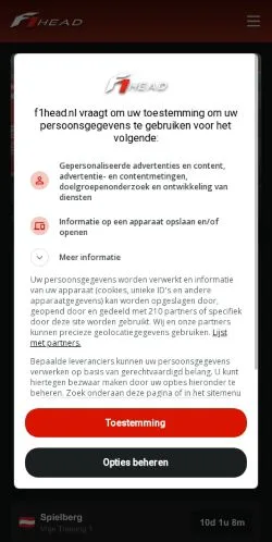 Sponsorlu makaleler için Hollanda medyası F1Head sitesinin önizlemesi