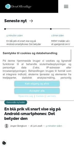 Anteprima del sito Den Offentlige, media di Danimarca per articoli sponsorizzati