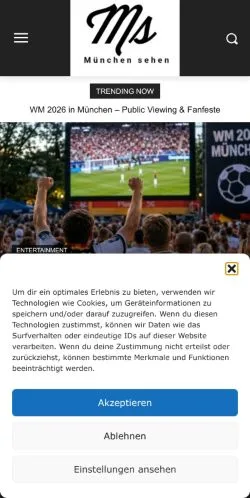 Anteprima del sito München Sehen & Erleben, media di Germania per articoli sponsorizzati