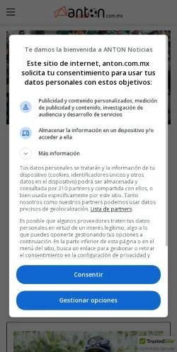 Forhåndsvisning av nettstedet ANTON Noticias, medium fra Mexico for sponsede artikler