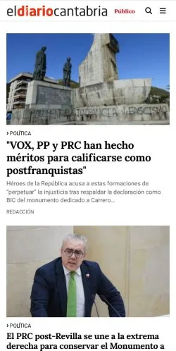 Anteprima del sito El Diario Cantabria, media di Spagna per articoli sponsorizzati