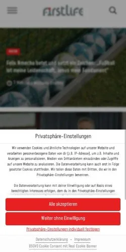 Podgląd witryny f1rstlife, medium z kraju Niemcy do artykułów sponsorowanych