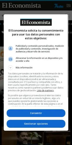 스폰서 기사용 아르헨티나 매체 El Economista 사이트 미리보기